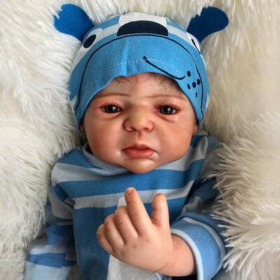 ethan full vinyl lovely liquid amber eyes reborn baby doll boy kiss