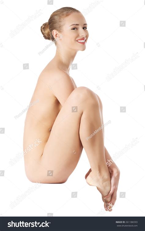 Side View Nude Woman Sitting Holding Stock Photo 261186593 Shutterstock