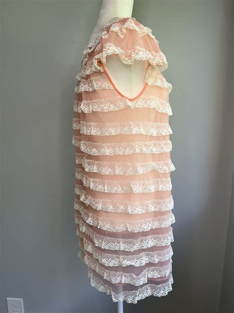 Lingerie Vintage Cupcake Lace Pink Ruffled Teddy Gown Gem