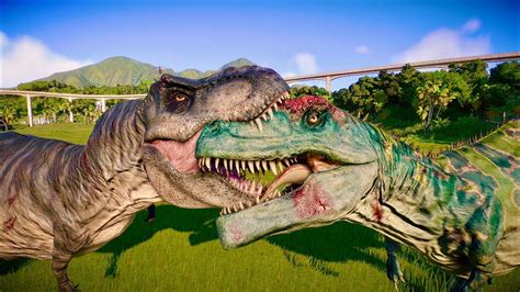 Big Eatie T Rex Vs Large Carnivore Epic Dinosaurs Battle Isla Nublar Jurassic World