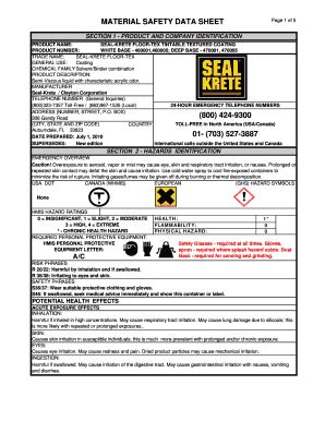 Fillable Online Textured Floor Paint Msds Form Fax Email Print Pdffiller