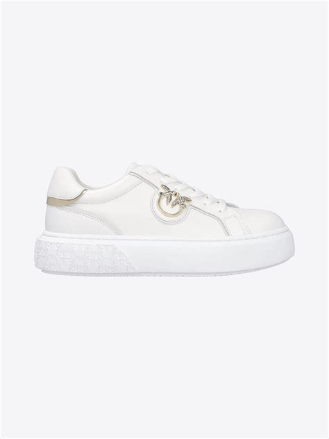 SS0003P014 Pinko Sneakers In Pelle Con Placca Love Birds Yoko 01