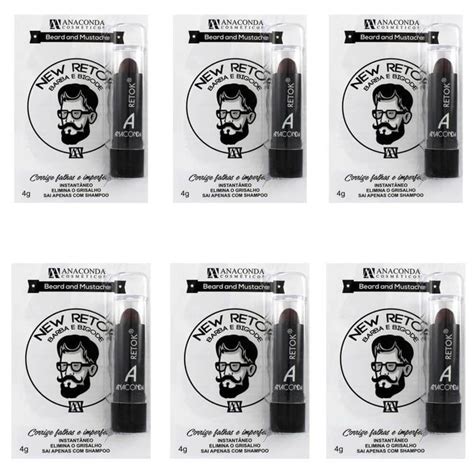 Kit C 06 Anaconda Retok Barba E Bigode Preto 4g Tinta Para Barba E