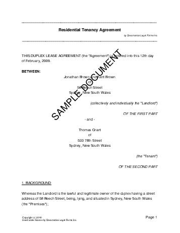 Rental Agreement Template Nsw