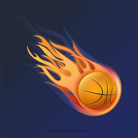 Bola Del Baloncesto En Fuego Vector Premium