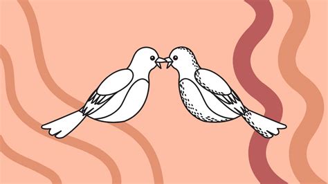 Love Birds Kissing Drawing