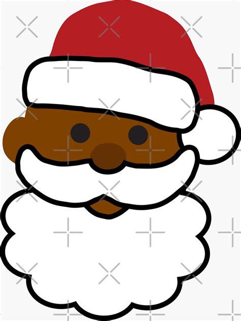 "Cute Black Santa Emoji Face" Sticker for Sale by blackartmatters | Redbubble