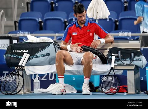 Tokio Japan Juli Novak Djokovic Vom Team Serbien Macht Pause