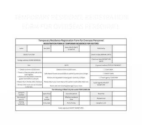 Free Temporary Accommodation Registration Form Templates For Google ...