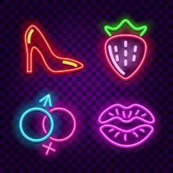 Sex Shop Neon Label Set Royalty Free Vector Image