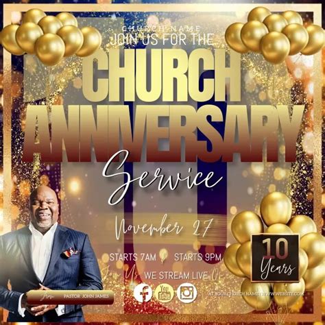 Church Anniversary Celebration Event Flyer Template Postermywall