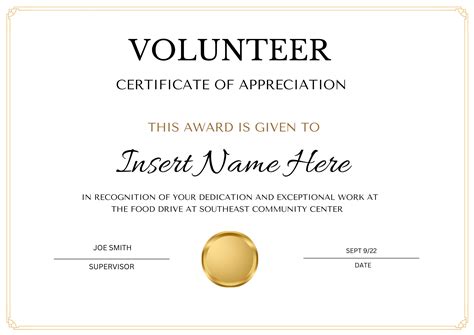 Editable volunteer certificate of completion training certificate
