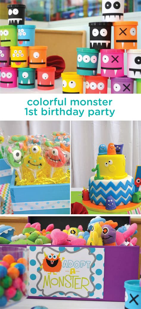 Colorful Monster Themed 1st Birthday Party Monster 1st Birthdays 1st