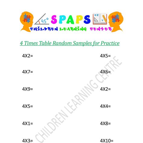 4 Times Table Quiz Interactive 4 Multiplication Table Worksheets Pdf