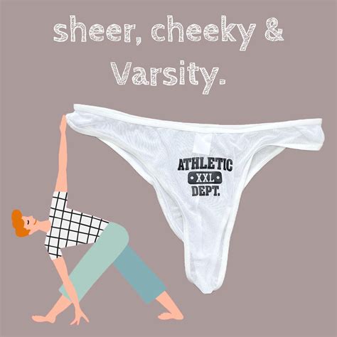 Varsity Logo Custom Print Men White Sheer Mesh Cheeky Bikini Underwear H E Arts Design Etsy