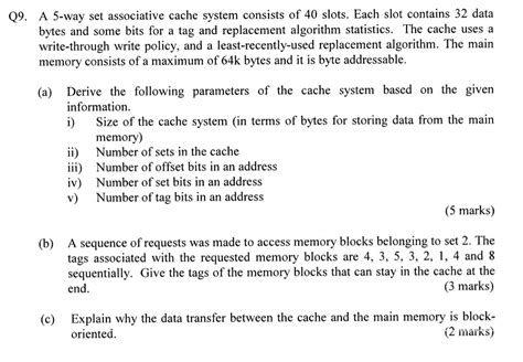 Solved 9 A 5 Way Set Associative Cache System Consists