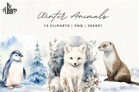 Watercolor Winter Animals Bundle Graphic by Bamboo.Design · Creative ...