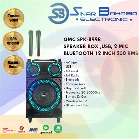 Jual Gmc Spk R Speaker Box Usb Mic Bluetooth Inch Rms