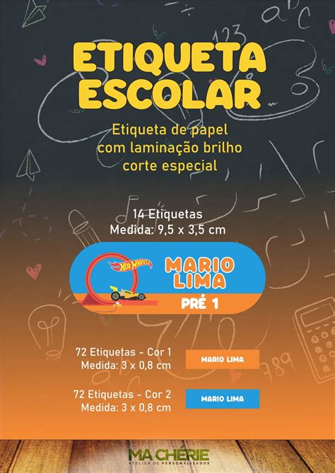 Etiqueta Escolar Hot Wheels Elo Produtos Especiais