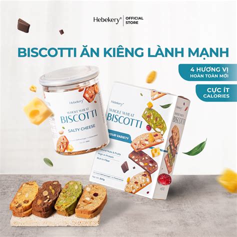 Biscotti Ăn Kiêng Nguyên Cám Low Calories 4 Vị Hebekery Bánh Ngũ Cốc