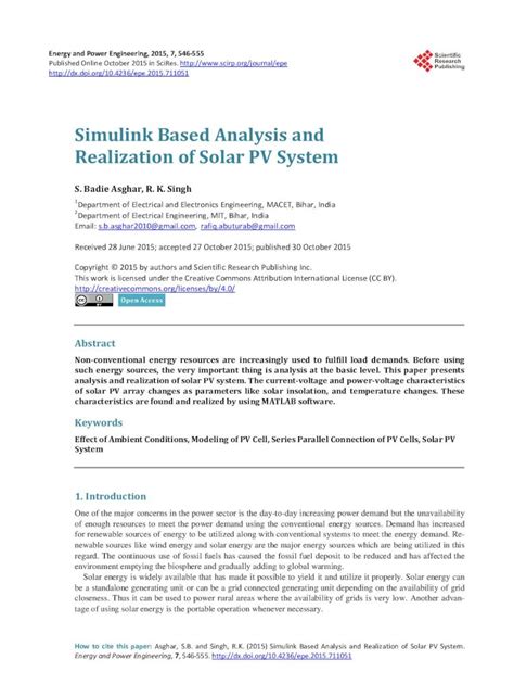 PDF Simulink Based Analysis And Realization Of Solar PV Systemfile