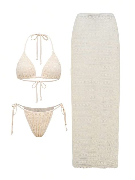 Swim Oasis Premium Pcs Set Women Bikini Set Triangle Cup Halter Neck Net Fabric Sexy And