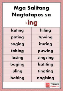 mga salitang nagtatapos sa ang ing  ong chart