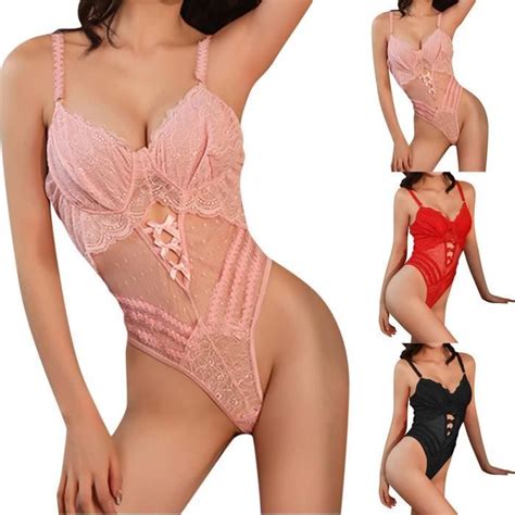 Ensemble de lingerie B Sexy dentelle femmes découpés noir Blanc Cdiscount Prêt à