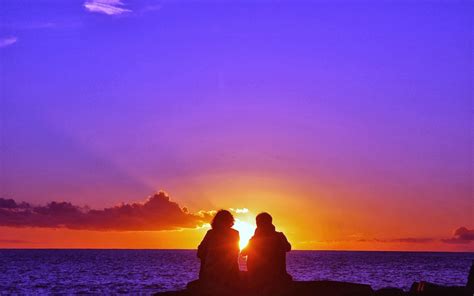 Atardecer Romantica Pareja En La Playa Fondos De Pantalla Hd