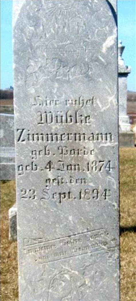 Wubke Winnie Parde Zimmermann 1874 1894 Mémorial Find a Grave