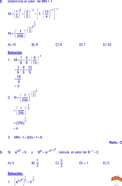 Teoria De Exponentes Ejercicios Resueltos Pdf