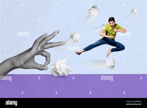 Creative Drawing Collage Image Of Big Hand Black White Colors Shoot