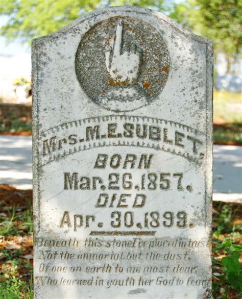 Mrs M E Sublet 1857 1899 Find A Grave Memorial