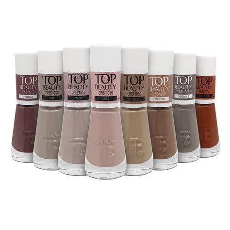 Kit 8 Esmaltes New Top Beauty Vegano Tons De Marrom E Nude Shopee
