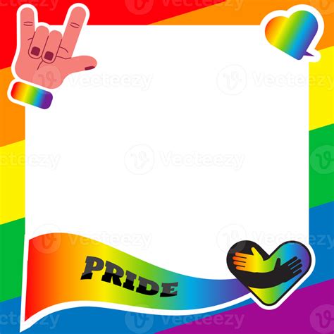 Pride Frame Lgbt Symbols Love Heart Flag In Rainbow Colours Gay Lesbian Parade Vector