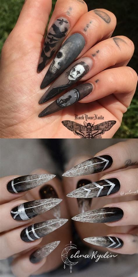 Pin By Pantheios On Nail Art Long Black Nails Stiletto Nails Designs