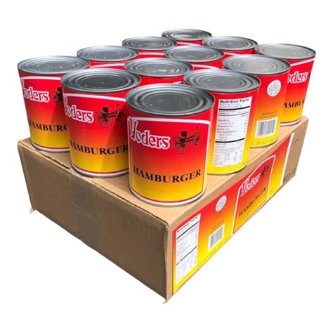Yoders Canned Hamburger Ground Beef Case 12 Cans Boudt