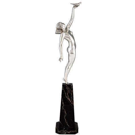 Art Deco Bronze Sculpture Of A Nude With Dove Message Of Love Deconamic