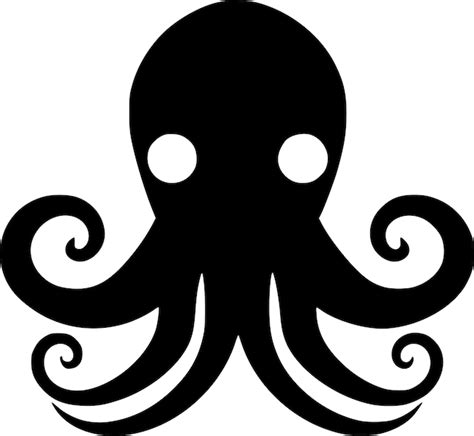 Ilustración vectorial de pulpo en blanco y negro Vector Premium