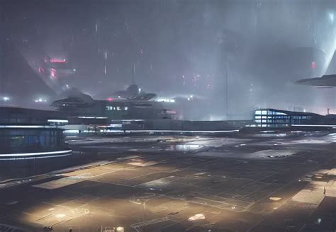 Concept Art Of Futuristic Modular Military Base Stable Diffusion