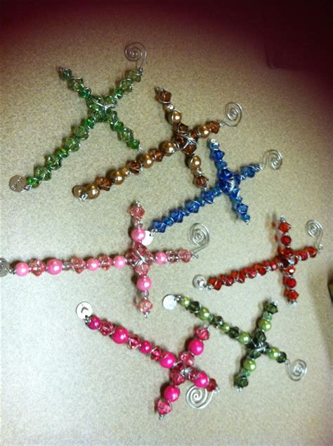 Beaded Crosses Wrapped With Wire Beaded Crafts Diy Crafts Jewelry