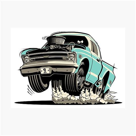 Cartoon Retro Hot Rod Photographic Print For Sale By Mechanick Redbubble