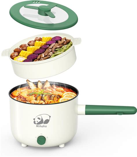 Amazon Electric Hot Pot With Steamer Portable Nonstick Frying Pan With Dual Power Control