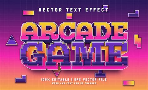 Plantilla De Efecto De Texto Retro Arcade Vector Premium