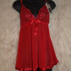 Spree Intimates Sleepwear New Red Lingerie Size M By Spree Sheer Wsequins Poshmark