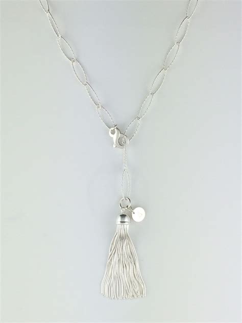 Sterling Silver Sparkle Oval Chain with Tassel Necklace | Posh Designs