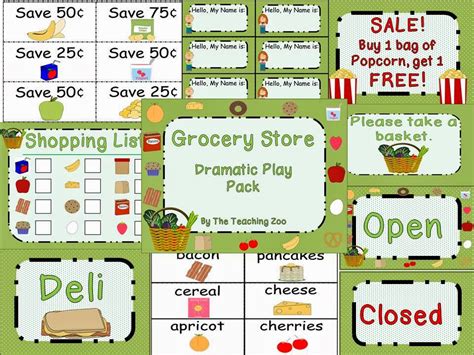 Printable Grocery Store Dramatic Play