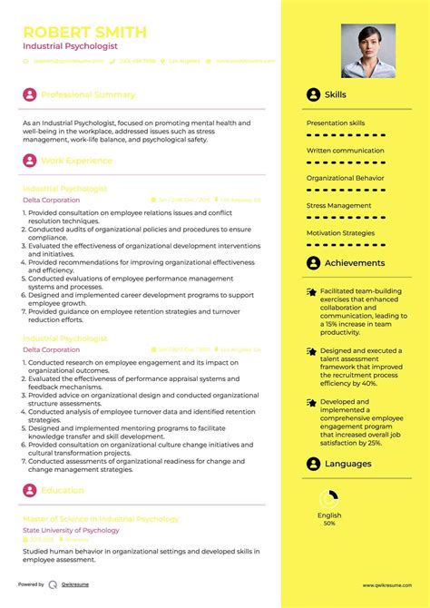 Industrial Psychologist Resume Samples | QwikResume