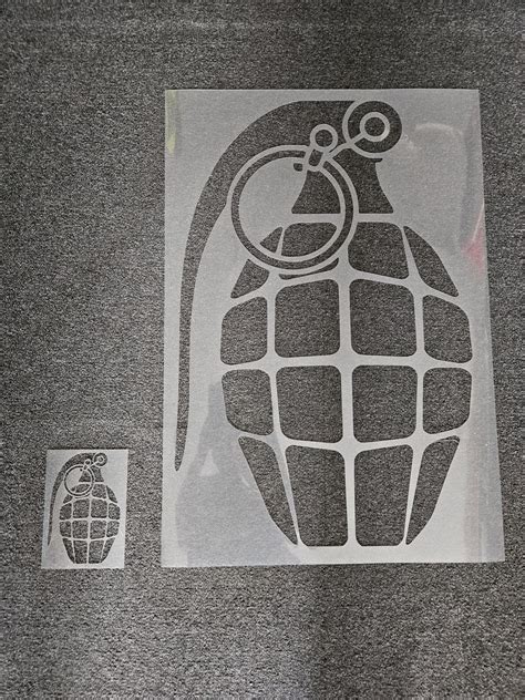grenade stencil  usable genuine mylar etsy