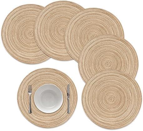 CHARDIN HOME Round Woven Jute Braided Set Of 4 PLACEMATS 15 Inch